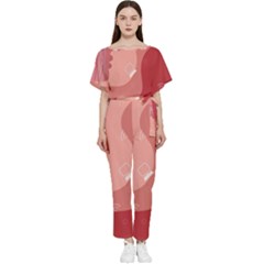 Online Woman Beauty Pink Batwing Lightweight Jumpsuit