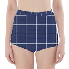 Blue Plaid High-waisted Bikini Bottoms by goljakoff