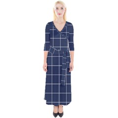 Blue Plaid Quarter Sleeve Wrap Maxi Dress by goljakoff