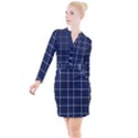 Blue Plaid Button Long Sleeve Dress View1