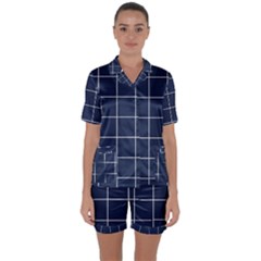 Blue Plaid Satin Short Sleeve Pajamas Set by goljakoff