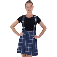 Blue Plaid Velvet Suspender Skater Skirt by goljakoff