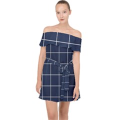 Blue Plaid Off Shoulder Chiffon Dress