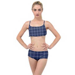 Blue Plaid Layered Top Bikini Set by goljakoff