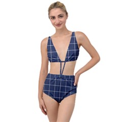 Blue Plaid Tied Up Two Piece Swimsuit by goljakoff