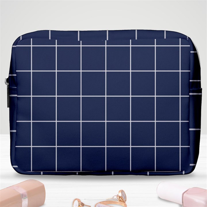 Blue Plaid Make Up Pouch (Large)