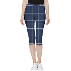 Blue Plaid Inside Out Lightweight Velour Capri Leggings  by goljakoff