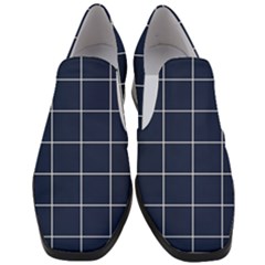 Blue Plaid Women Slip On Heel Loafers by goljakoff