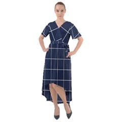 Blue Plaid Front Wrap High Low Dress by goljakoff