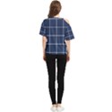 Blue Plaid One Shoulder Cut Out Tee View2