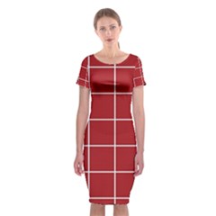 Red Plaid Classic Short Sleeve Midi Dress by goljakoff