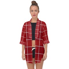 Red Plaid Open Front Chiffon Kimono by goljakoff