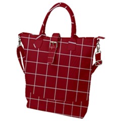 Red Plaid Buckle Top Tote Bag by goljakoff