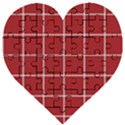 Red plaid Wooden Puzzle Heart View1