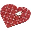 Red plaid Wooden Puzzle Heart View2