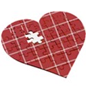 Red plaid Wooden Puzzle Heart View3