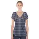 Gray plaid Short Sleeve Front Detail Top View1