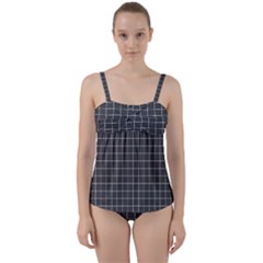 Gray Plaid Twist Front Tankini Set by goljakoff