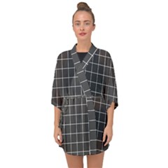 Gray Plaid Half Sleeve Chiffon Kimono by goljakoff