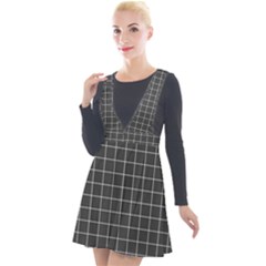 Gray Plaid Plunge Pinafore Velour Dress by goljakoff