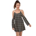 Gray plaid Kimono Sleeves Boho Dress View1