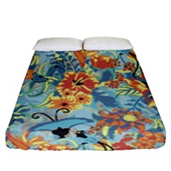 Butterfly And Flowers Fitted Sheet (queen Size) by goljakoff