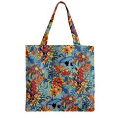 Butterfly And Flowers Zipper Grocery Tote Bag by goljakoff