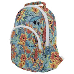 Butterfly And Flowers Rounded Multi Pocket Backpack by goljakoff