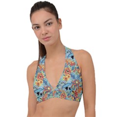 Butterfly And Flowers Halter Plunge Bikini Top by goljakoff