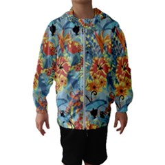 Butterfly And Flowers Kids  Hooded Windbreaker by goljakoff