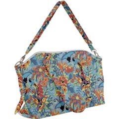 Butterfly And Flowers Canvas Crossbody Bag by goljakoff