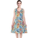 Butterfly and flowers V-Neck Midi Sleeveless Dress  View1