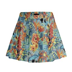 Butterfly And Flowers Mini Flare Skirt by goljakoff