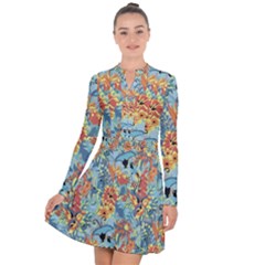 Butterfly And Flowers Long Sleeve Panel Dress by goljakoff