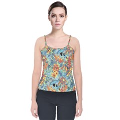 Butterfly And Flowers Velvet Spaghetti Strap Top by goljakoff