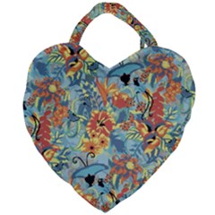 Butterfly And Flowers Giant Heart Shaped Tote by goljakoff