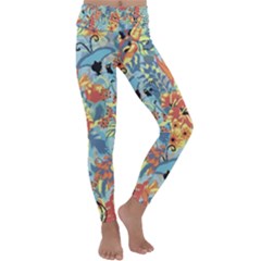 Butterfly And Flowers Kids  Lightweight Velour Classic Yoga Leggings by goljakoff