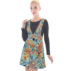 Butterfly And Flowers Plunge Pinafore Velour Dress by goljakoff