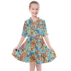 Butterfly And Flowers Kids  All Frills Chiffon Dress by goljakoff