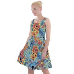 Butterfly And Flowers Knee Length Skater Dress by goljakoff