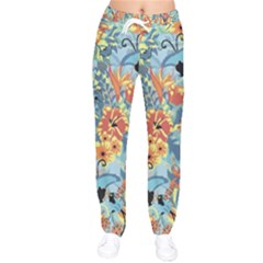 Butterfly And Flowers Women Velvet Drawstring Pants by goljakoff