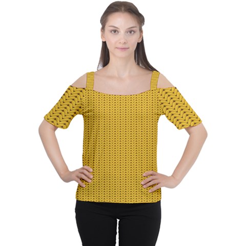 Knitted Pattern Cutout Shoulder Tee by goljakoff