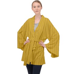 Knitted Pattern Long Sleeve Velvet Kimono  by goljakoff