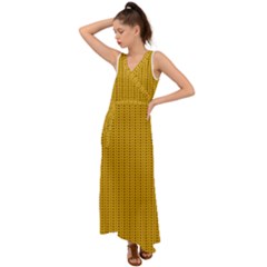 Knitted Pattern V-neck Chiffon Maxi Dress by goljakoff