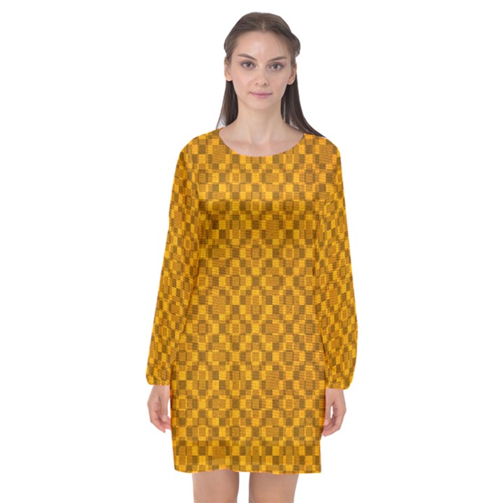 Golden 12 Long Sleeve Chiffon Shift Dress 