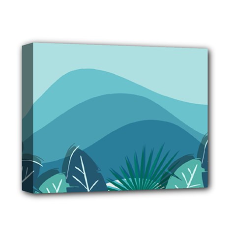 Illustration Of Palm Leaves Waves Mountain Hills Deluxe Canvas 14  X 11  (stretched)