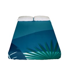 Illustration Of Palm Leaves Waves Mountain Hills Fitted Sheet (full/ Double Size)