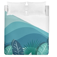 Illustration Of Palm Leaves Waves Mountain Hills Duvet Cover (queen Size)