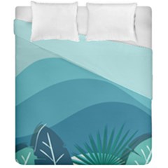 Illustration Of Palm Leaves Waves Mountain Hills Duvet Cover Double Side (california King Size)