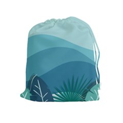 Illustration Of Palm Leaves Waves Mountain Hills Drawstring Pouch (xl)